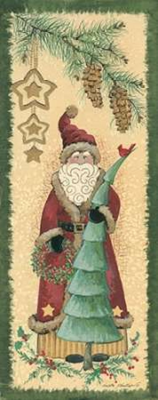 Santa with Tree Canvas Art - Anita Phillips (24 x 48)
