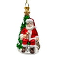 thumbnail image 1 of Santa with Woodland Animals Glass Christmas Ornament, Handblown Tree Decor, 1 of 5