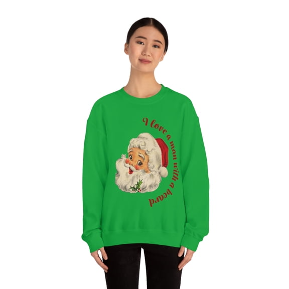Santa with a beard holiday Christmas sweatshirt funny retro women