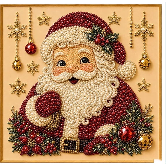 SantaClaus Diamond Art Craft Kit with Crystal Pearl Beads 3d Pearl Painting Craft Kit Christmas Diamond Art Pearl Kit Creative Diy Seasonal Party Gift for Adults