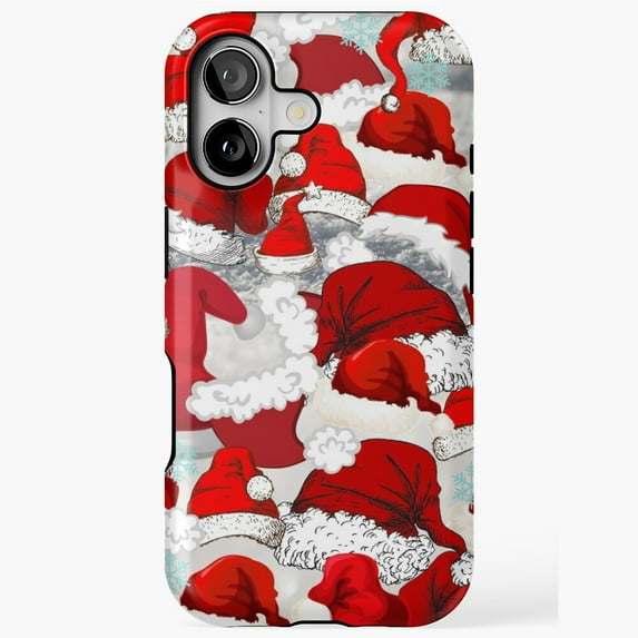 SantaClaus Hats Snowflakes Festive Christmas Holiday Pattern Tough Phone Case iPhone 17 11 12 13 14 15 16 Pro Max