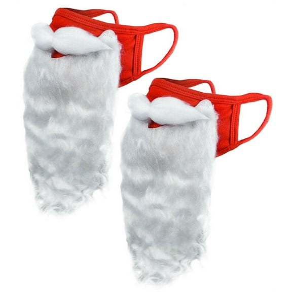 SantaSafe (2 Pack) Holiday Santa Beard Face Mask Costume for Adults for Christmas 2020 (One Size fits All) Red