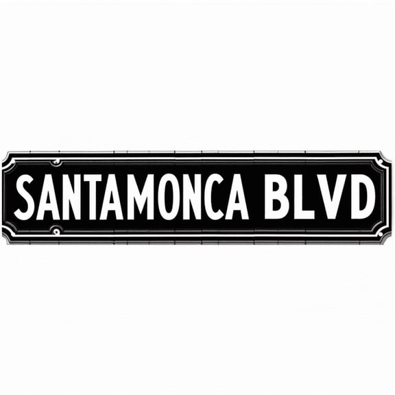 Santamonca Blvd Tin Sign - 16x4 Inches Vintage Street Sign for Wall, Suitable for Bedroom, Garage, Patio | street signs for bedroom, vintage decor for home, outdoor sign