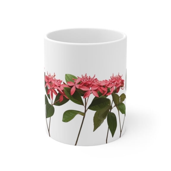 Santan flowers mug nd design, Coffee mug, Ceramic Mug oz, Gift friend, Gift dad, Gift Mom, Auntie, Unique.