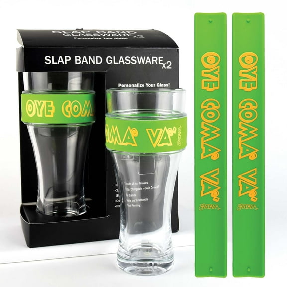 Santana 2 Pack Slap Band Glassware Green Slap Band W Yellow Oye Como Va