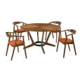 thumbnail image 1 of Santana 5 Piece Round Walnut Wood Dining Table Set with Orange Fabric, 1 of 6
