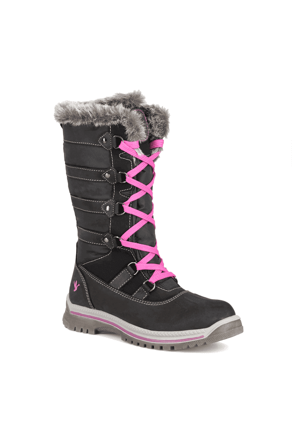 Women's Marlyna Black/Fuschia Waterproof Round Toe Side-Zip Snow Boots, Size 7 (M)