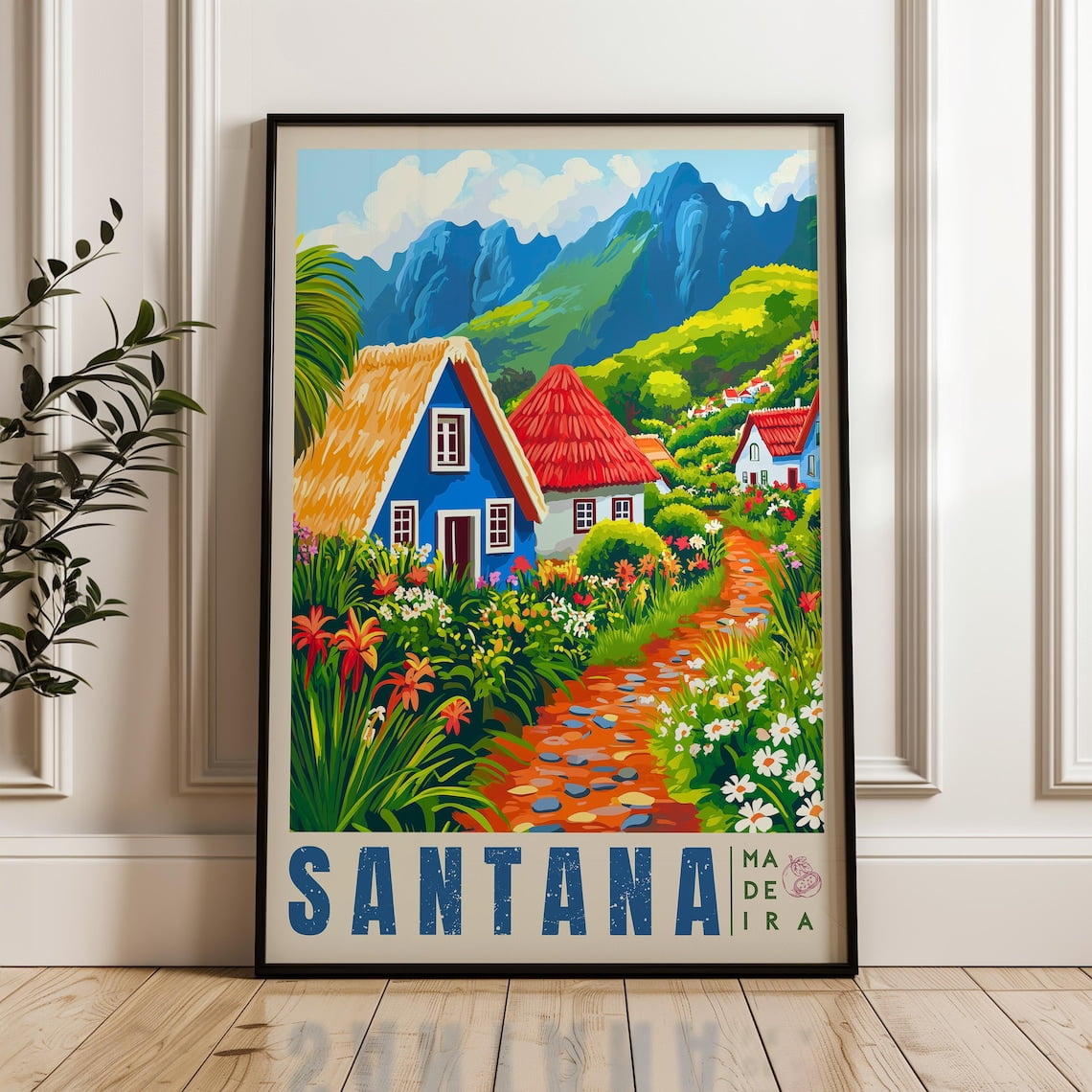 Santana Travel Poster, Portugal Wall Art Print, Casas Típicas ...