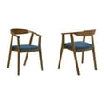 thumbnail image 1 of Santana Wood Dining Chair in Walnut Finish with Blue Fabric - Set of 2, 1 of 6