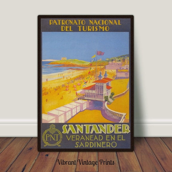 Santander Spain Beach Poster, Unframed Paper Poster 8x10in