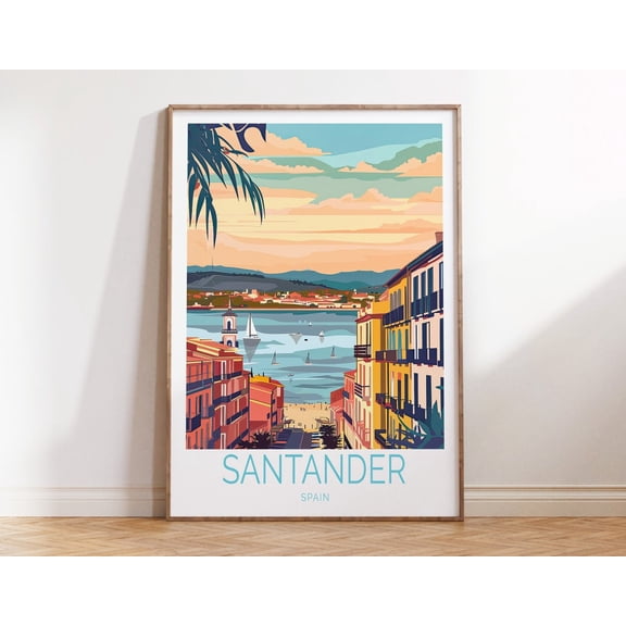Santander Spain Coastal City Birthday Travel Scenery Wall Art Unframed Paper Print