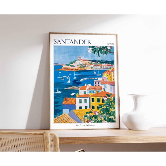 Santander Spain Travel Coastal Wall Art, Unframed Paper Print