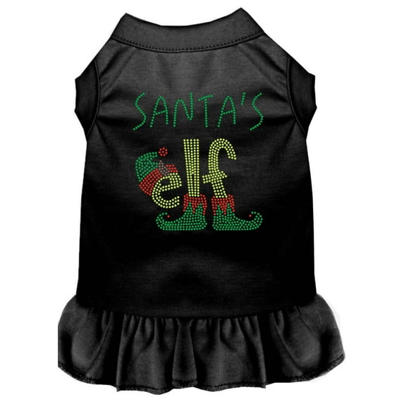 Christmas Pet Dog Cat Dress Rhinestone, "Santa's Elf"