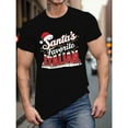 thumbnail image 1 of Santas Favorite Italian Tee Summer Graphic Print T Shirt Casual Short Sleeve Top Daily Comfort Wear Black S-5XL, 1 of 5