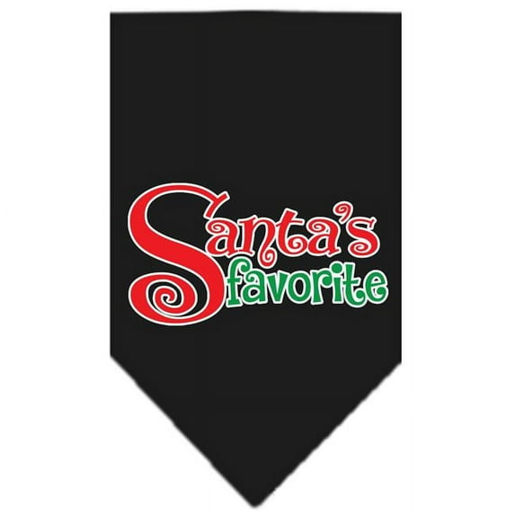 Santas Favorite Screen Print Pet Bandana, Black - Large
