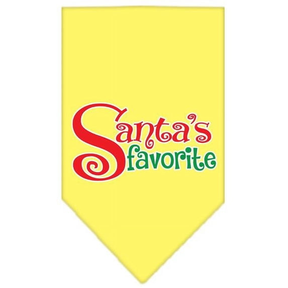 Santas Favorite Screen Print Pet Bandana, Yellow - Small