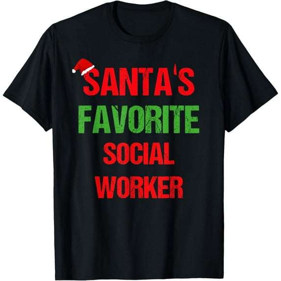 Santas Favorite Social Worker Funny Christmas Shirt Gift T-Shirt