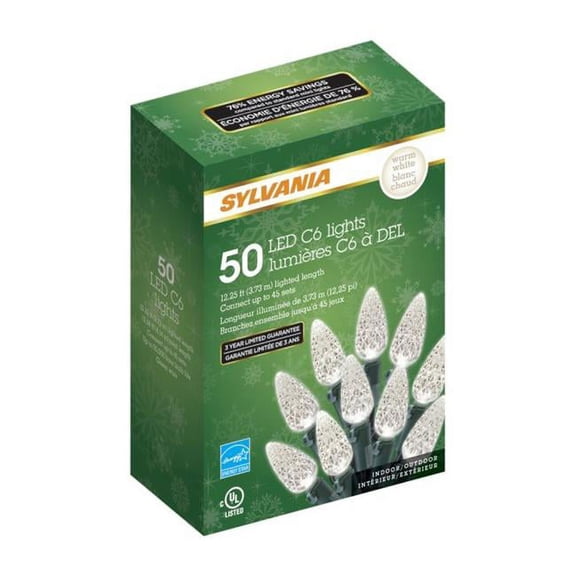 Santas Forest 19588 LED C6 Faceted Spool Clear Lights, Warm White - 200 Count