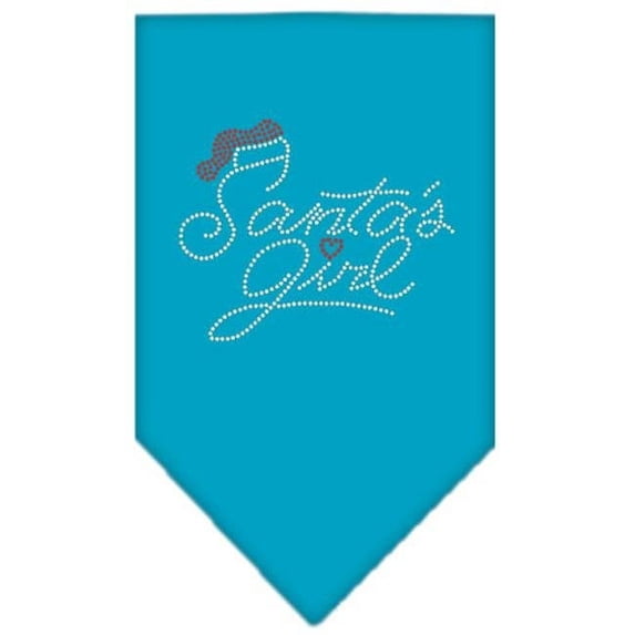 Santas Girl Rhinestone Bandana, Turquoise - Small
