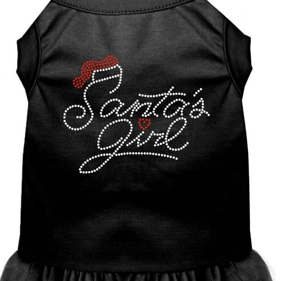 Mirage Pet Santa's Girl Rhinestone Dog Dress Black Lg