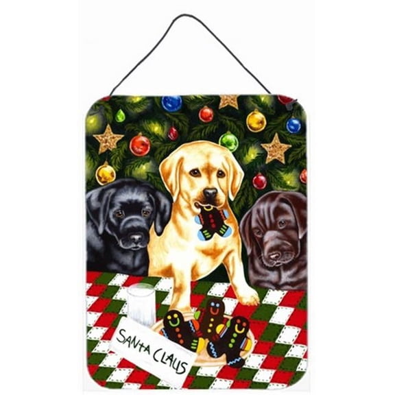 Santas Helpers in Christmas Stockings Labrador Wall or Door Hanging Prints