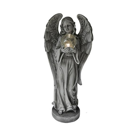 Santas Workshop 33004 23 in. Resin Angel with Solar Glass Ball