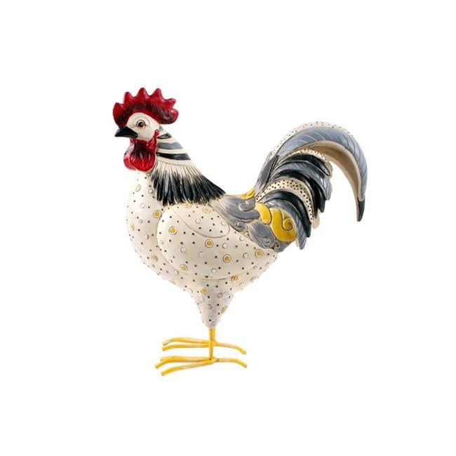 Colorful Winter Resin Rooster Figurine 11.25"