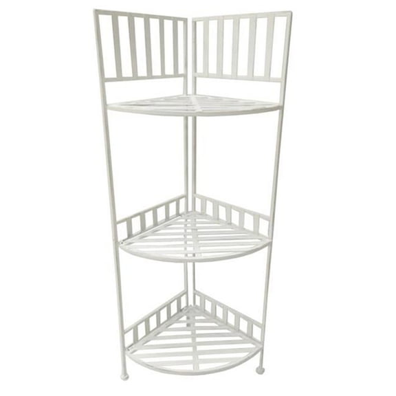 Santas Workshop 37008 40.8 in. Iron 3 Tier Shelf, Antique White