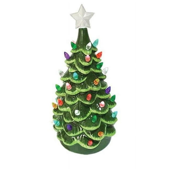 Santas Workshop 6000 14 in. Green Ceramic Tree