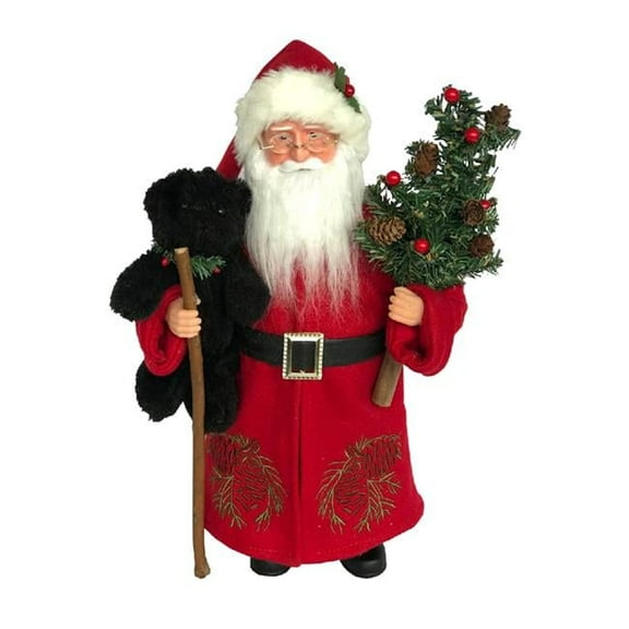 Santas Workshop 6040 15 in. Pine Cone Santa & Black Bear