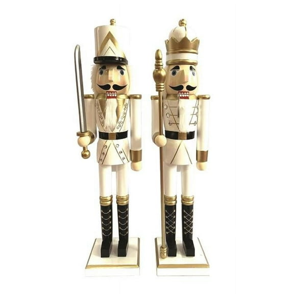 Santas Workshop 70217 24 in. White & Gold King & Guard Nutcracker - Set of 2