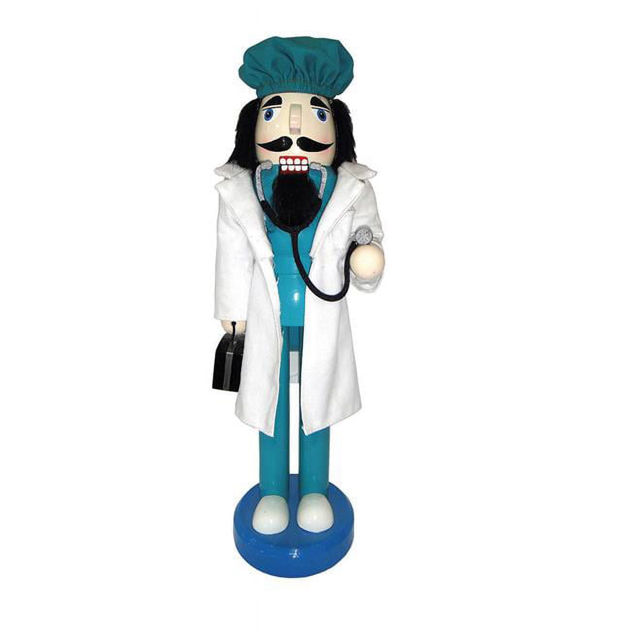 Santa's Workshop 14" Blue and White Wooden Doctor Nutcracker