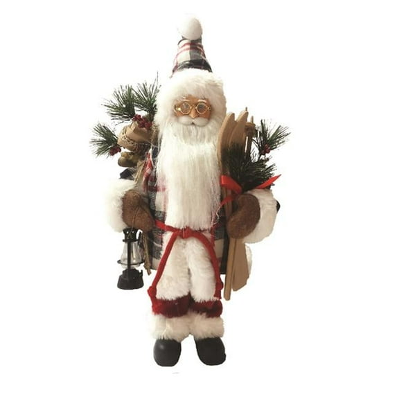 Santas Workshop 7420 15 in. Plaid Santa with Skis