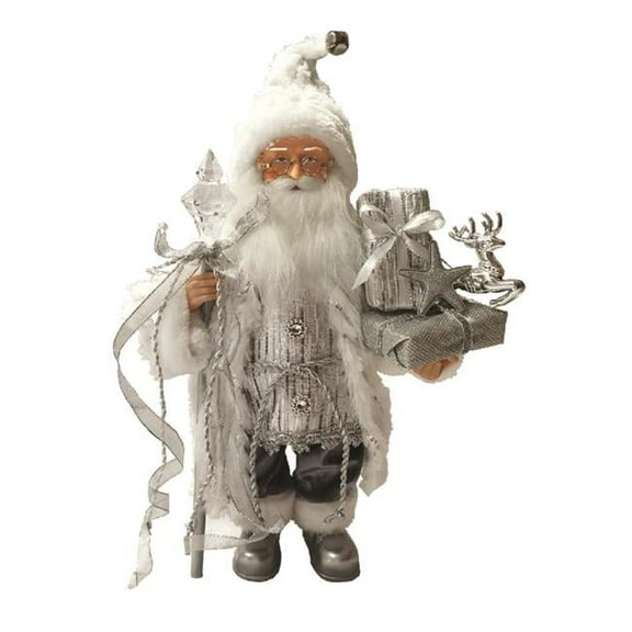 Santas Workshop 7426 15 in. Silver Gift Bearer Santa