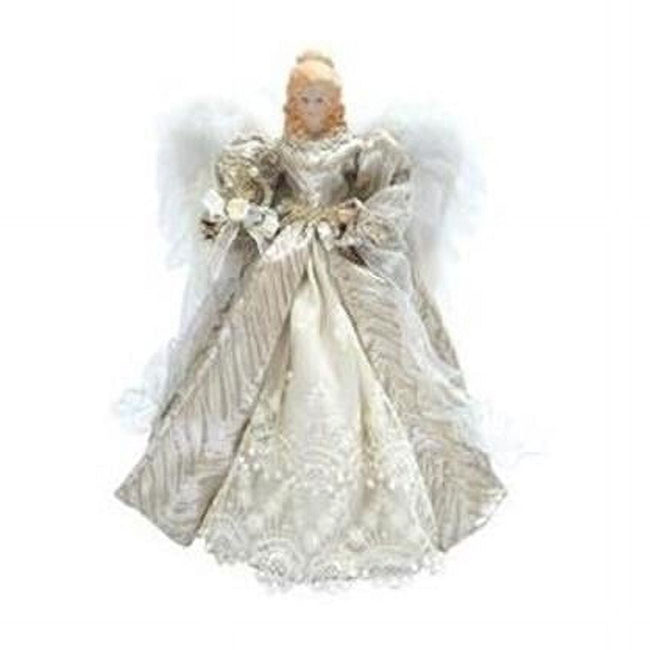 16" Silver and White Porcelain Angel Christmas Tree Topper