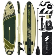 Santasup 11' Women Inflatable Stand Up Paddle Board with SUP Accessories & Wide Stance, Surf Control Beginner Friendly, Non-Slip Deck, Waterproof Bag, Sup Paddle and Pump for Youth & Adult