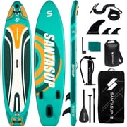 Santasup Inflatable Stand Up Paddle Board with SUP Accessories, Big Wide Anti-Slip EVA Deck, Waterproof Bag, Colorful Green 11' Sup Boards for Adults & Youth of All Skill Levels
