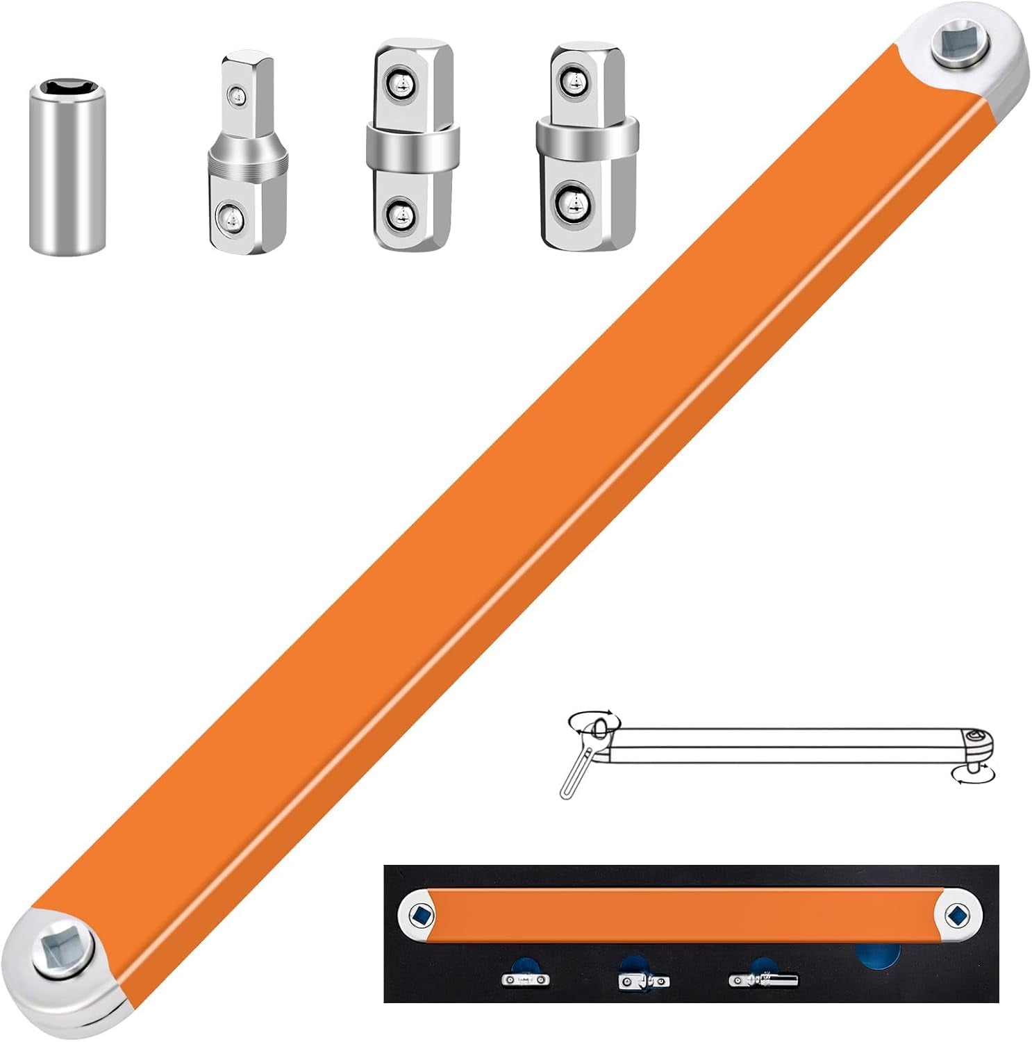 Santawood Offset Extension Wrench Set - Zero Degree Ratchet Extender ...