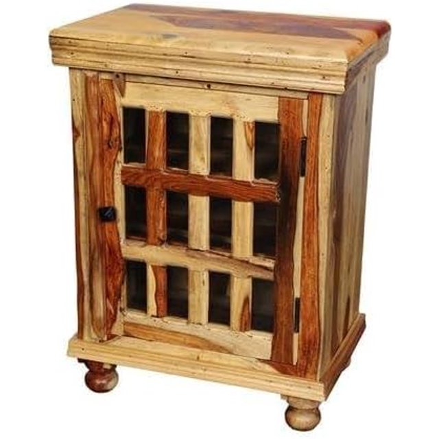 Sante Fe Solid Sheesham Wood 12 Pane Glass or Bedside Table