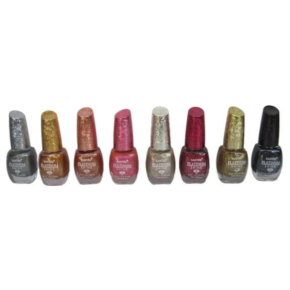Santee 8 Full Color Platinum Shine Fashion Metallic No UV/LED Nail Polish Bold Lacquer