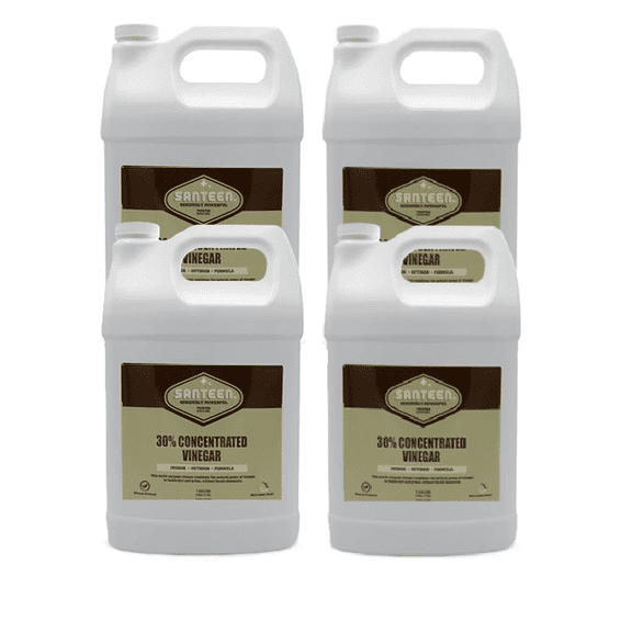 Santeen 30% Concentrated Cleaning Vinegar - 4X1 Gallon Jugs | Indoor & Outdoor | Extra-Strength