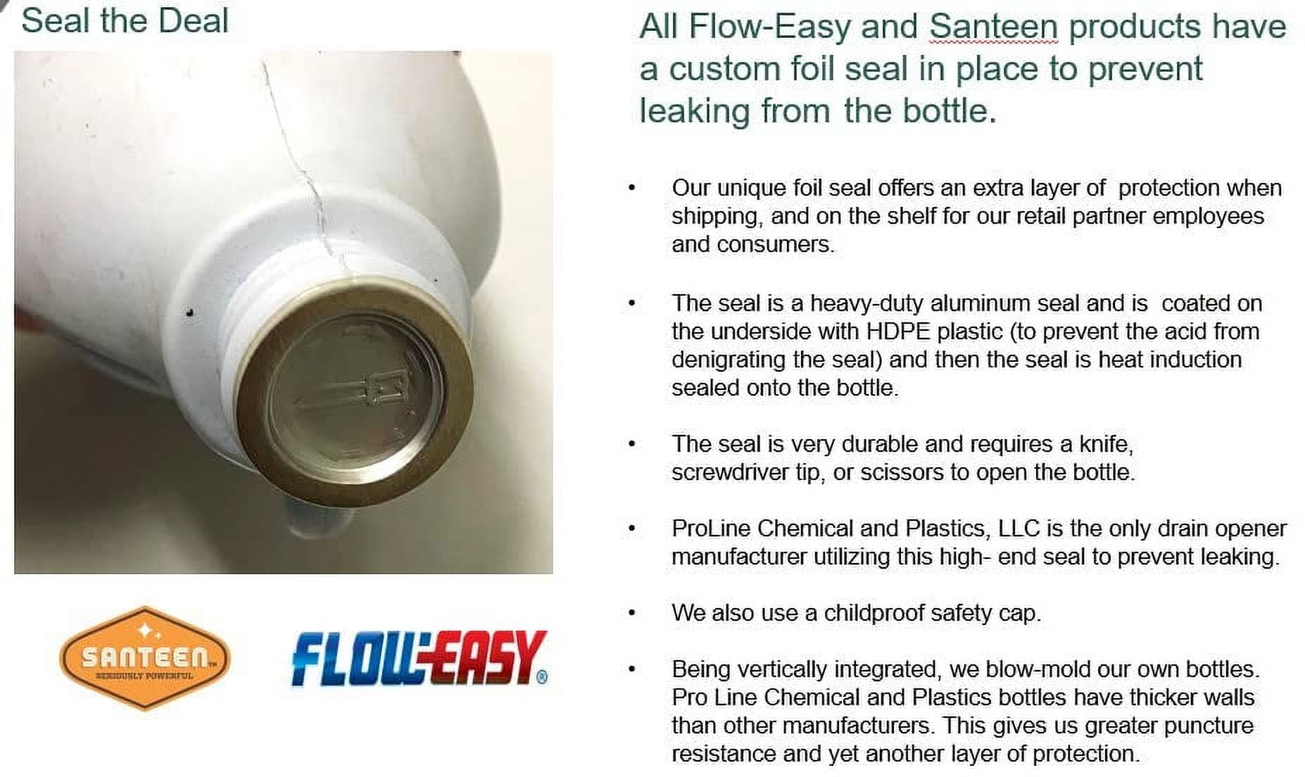 Santeen Drain Opener Case of 6 (32oz) bottles Dissolves Grease