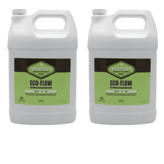 Santeen ECO-FLOW Drain Maintainer, 2-Pack, 1 Gallon Jugs, Professional Enzyme Formula