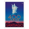 thumbnail image 1 of Santiago Chile - 400 Años (400 Years) Anniversary - Virgin Mary Statue San Cristobal Hill - Vintage Travel Poster c.1941 - Bamboo Fine Art 290gsm Paper (Unframed) 12x16in, 1 of 4