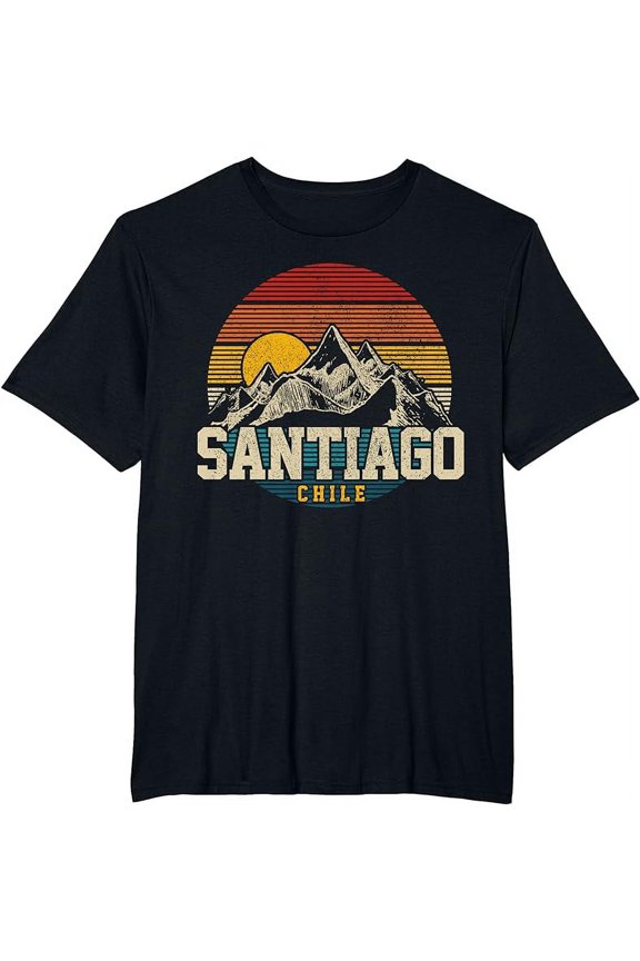 Santiago Chile Vintage Mountains Retro Souvenir Gift T-Shirt