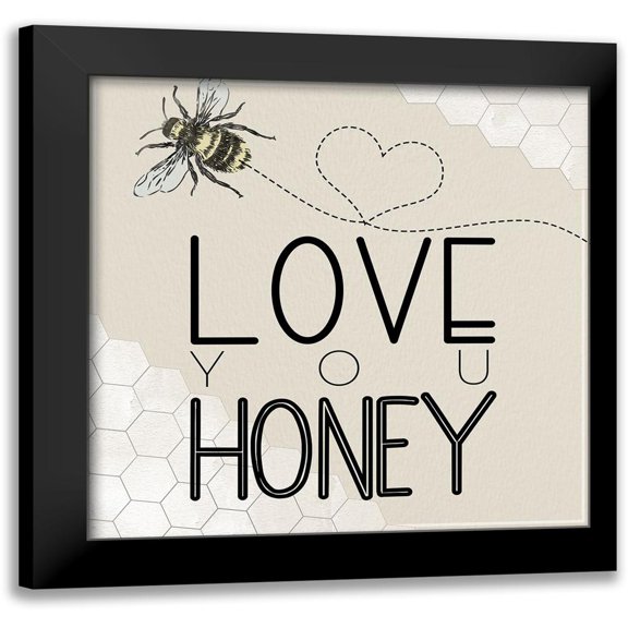 Santiago, Daniela 12x12 Black Modern Framed Museum Art Print Titled - Love You Honey