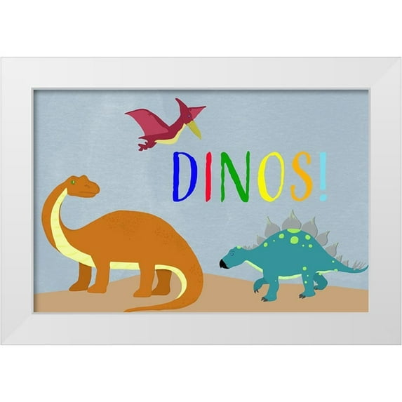 Santiago, Daniela 18x13 White Modern Wood Framed Museum Art Print Titled - Dinos!