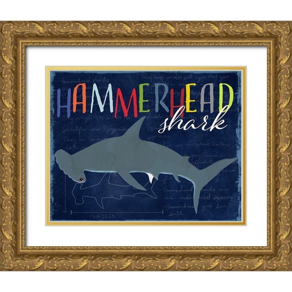 Santiago, Daniela 18x15 Gold Ornate Wood Framed with Double Matting Museum Art Print Titled - Hammerhead Shark