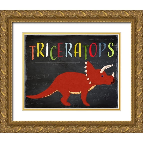 Santiago, Daniela 18x15 Gold Ornate Wood Framed with Double Matting Museum Art Print Titled - Triceratops
