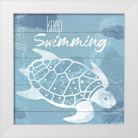 Santiago, Daniela 20x20 White Modern Wood Framed Museum Art Print Titled - Keep Swimming